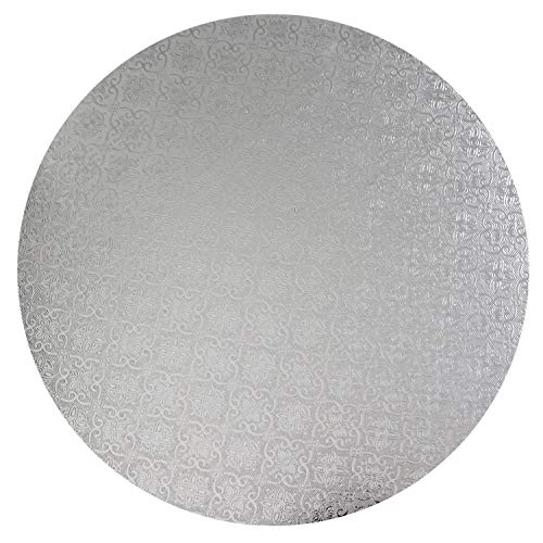 O'Creme Silver Wraparound Cake Pastry Round Drum Board 1/4 Inch Thick, 14 Inch Diameter - Pack of 10