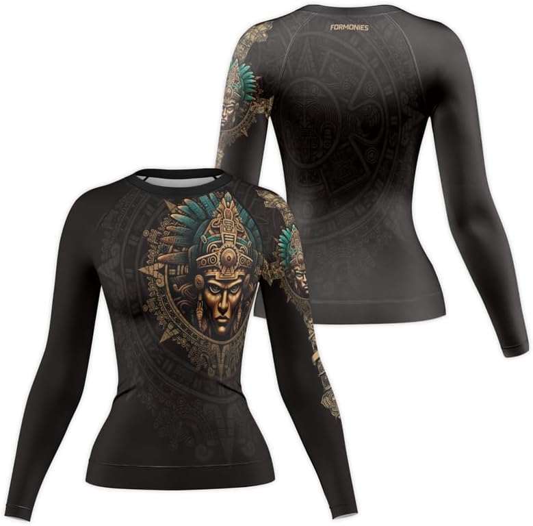 Aztec Grappling Rash Guard for Women MMA BJJ Long Sleeve Compression Shirt Training No Gi Fight Gear