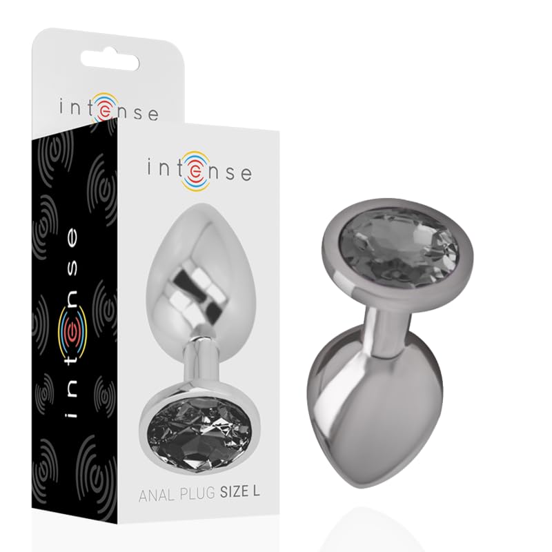 Plug anal en métal avec grand cristal noir facetté Intense L