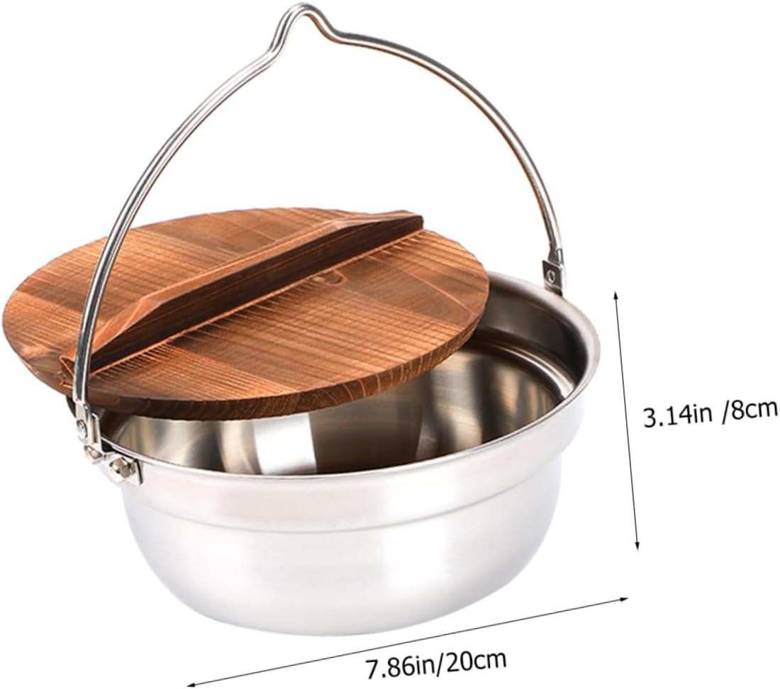 UPKOCH 1Set Stainless Steel Camping Cooking Pot Ergonomic Hanging Cooking Wok for Outdoor Cooking Backpacking and Picnics Durable Easy to Heating