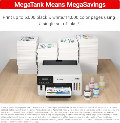 Image of Canon MegaTank GX5120 Inkjet Color Printer for Home Office, Schoolwork, Documents, Crafts and Wireless Printing from Devices (6884C002) + Printer Cable + Cleaning Kit + More (9pc Bundle)