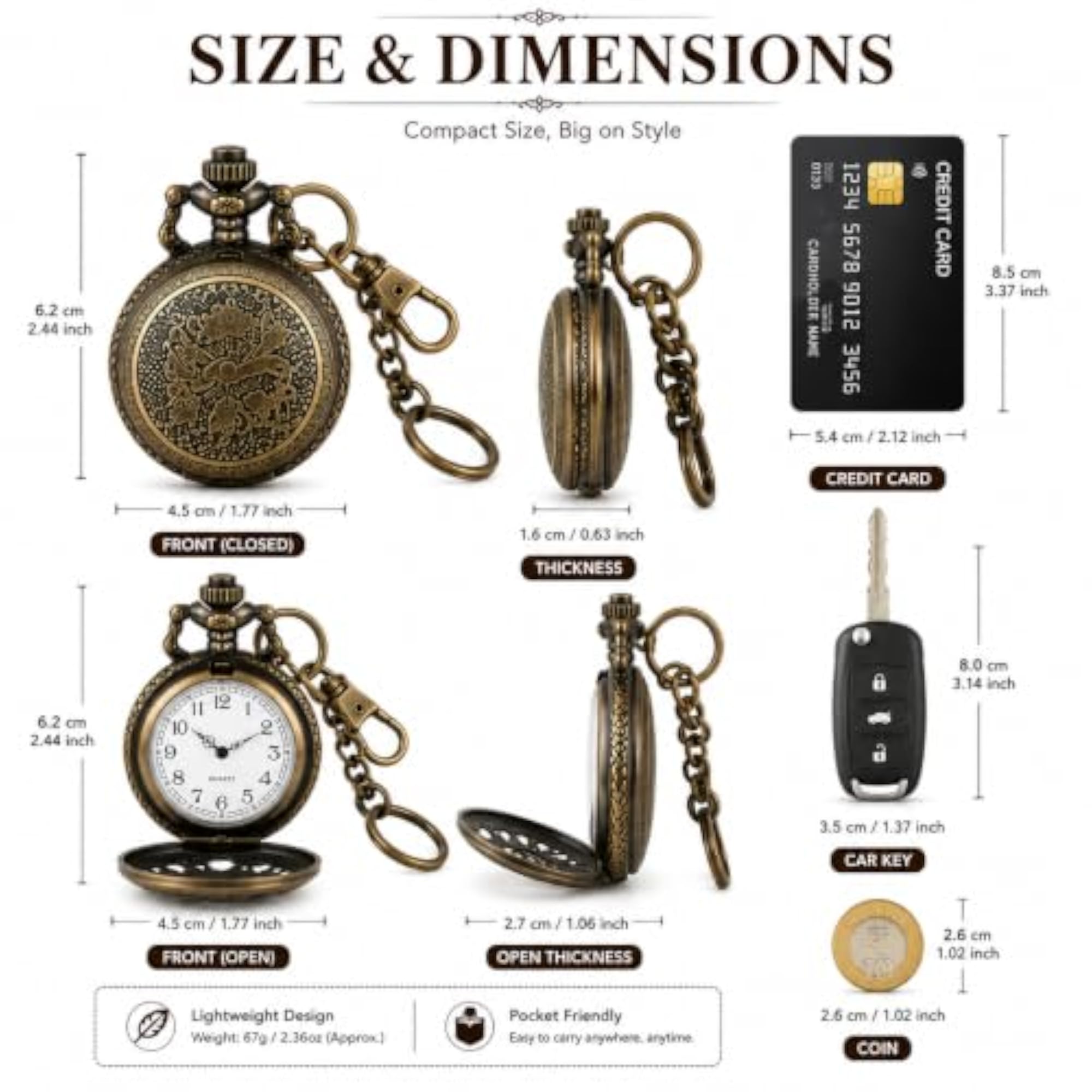 Anime Inspired Quartz Pocket Watch with Konoha Leaf Design