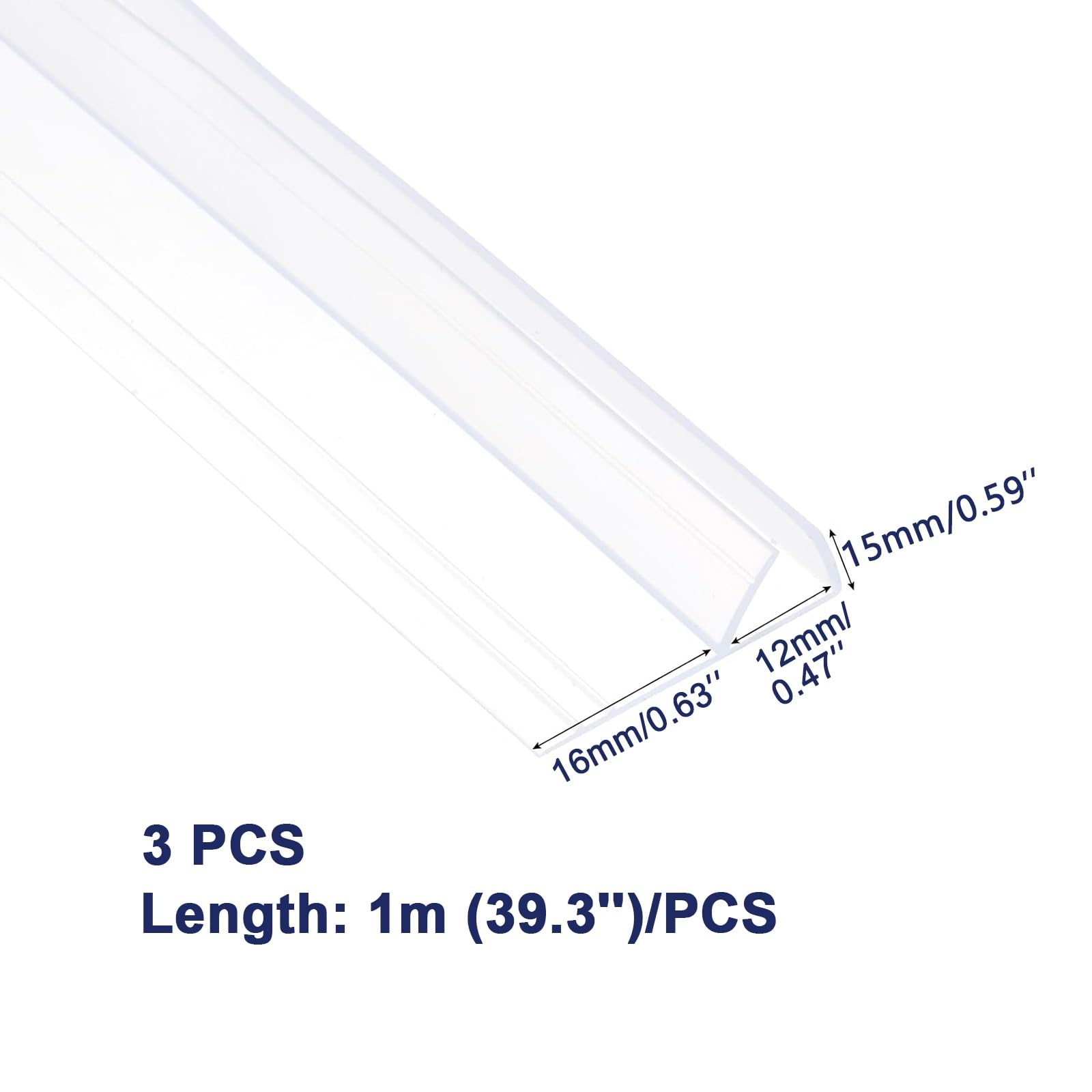 Uszczelka do Drzwi Prysznicowych, 3 Sztuki Paska Uszczelniającego Szklanych Drzwi Prysznicowych, Wodoodporna do Biur i Łazienek(12mm/0.47'')