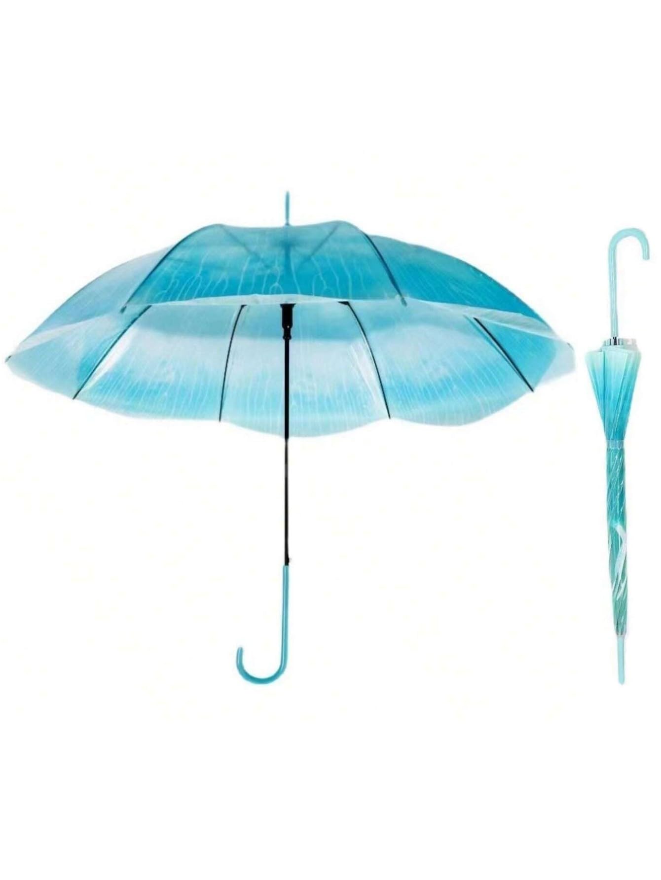 Jellyfish Transparenter Regenschirm, romantisch, kreativ, niedlich, automatisch, offener J-Hakengriff, klares Regenschirm-Set, Geburtstagsgeschenk, Weihnachtsgeschenk