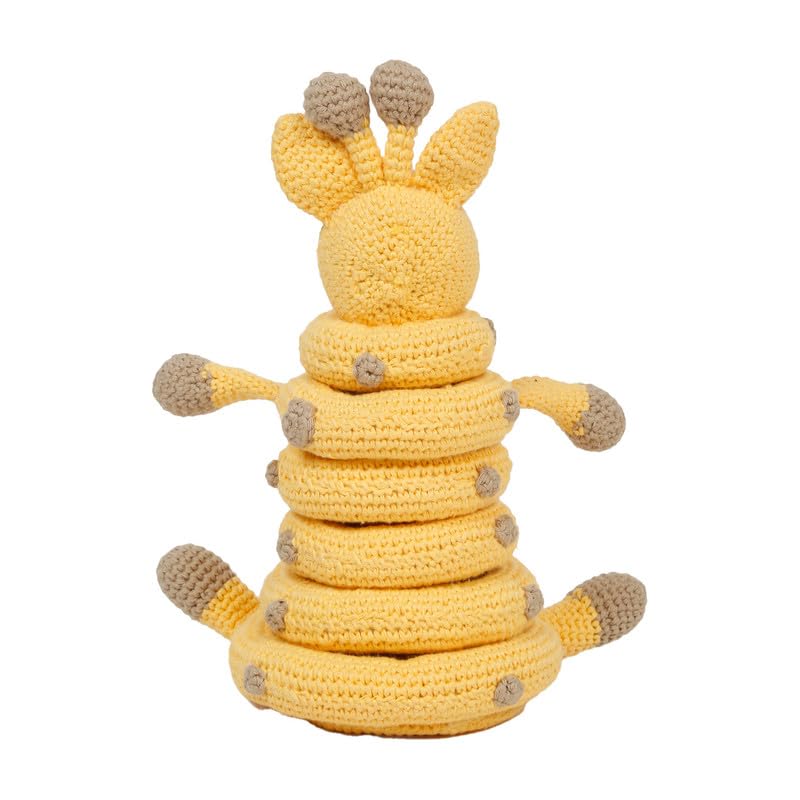 Image of LITTLE GINNIE Giraffe Crochet Toy for Kids, Ring Stacker Toys for Babies | Learning Montessori Toys for 6+ Months