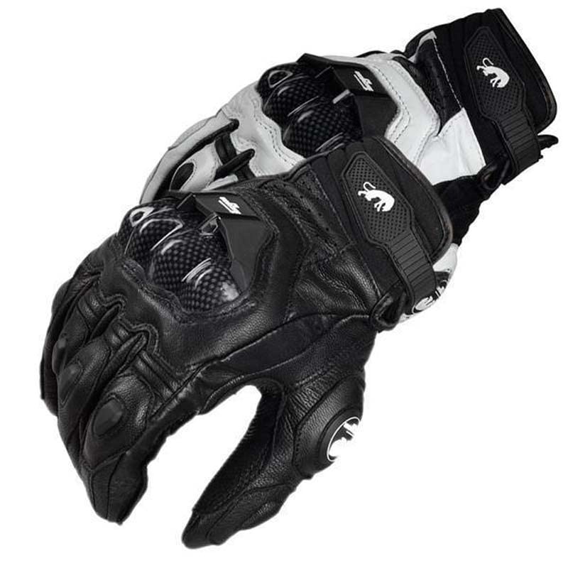 Motorhandschoenen Zwart Racing Echt Lederen Motor Wit