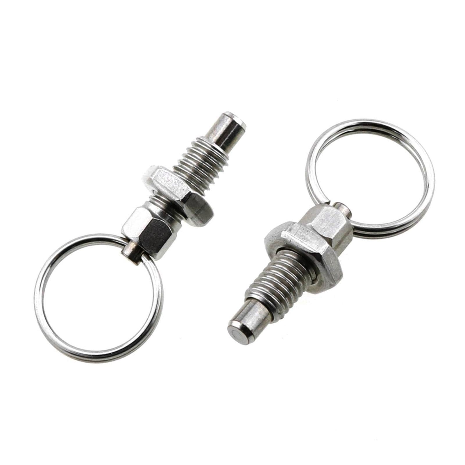 2Pcs Spring Plungers with Pull Ring Stainless Steel Locking Pin Retractable Indexing Plunger for Industrial Equipment(M10)