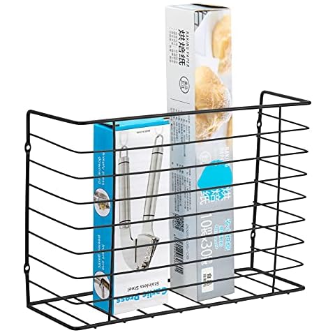 QIWODE Wall Door Mount Kitchen Wrap Organizer Rack, Cupboard Door/Cabinet Door/Pantry Door/Wall Mounted Hanging Storage Basket Cover