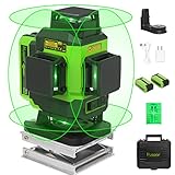 Huepar 4x360 ン レーザー墨出し器 セルフレベリング 16 ライン 4D グリーンレーザー クロスライン タイルフロアレーザーツール - 2 x 360 水平レーザーライン & 2 x 360 垂直レーザーライン、2 個のリチウムイオン電池とハードキャリーケース付き - LS04CG