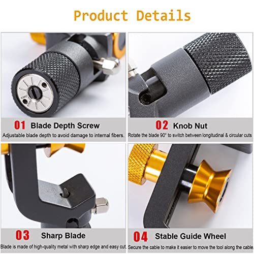 Image of 8-28.6MM Cable Stripper - FTTH Armored Fiber Cable Stripping Knife, Radial Cutter, Slitter Tools for Stripping Fiber Optic Cable Jackets