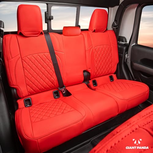 Image of GIANT PANDA Gladiator Seat Covers Custom Fit for Jeep Gladiator 2020-2026 Without Rear Cup Holder JT Sport Rubicon Mojave Willys Freedom,Red
