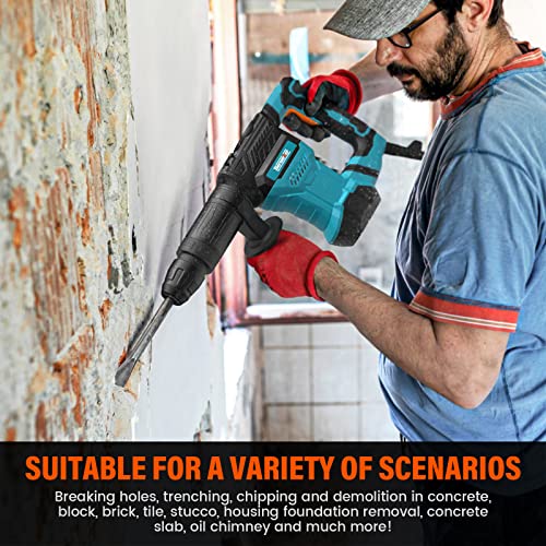 Berserker 1300W 12-Pound Sds-Max Demolition Jack Hammer,1-9/16" 11-Amp Corded Electric Heavy Duty Demo Chipping Hammer Concrete/Pavement Breaker With Carrying Case Flat Chisel Bull Point Chisel #TOP5