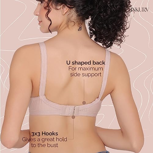Image of INKURV Full Coverage Cotton Bra for Heavy Bust| Minimizer Bra for Women| Anti-Sagging Breast Lift Up| Non-Wired| Non-Padded Daily Use Bra for Ladies| Combo of 2