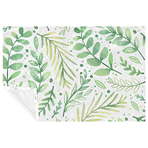 Couverture douce dessinée à la main motif feuilles de lit - 2
