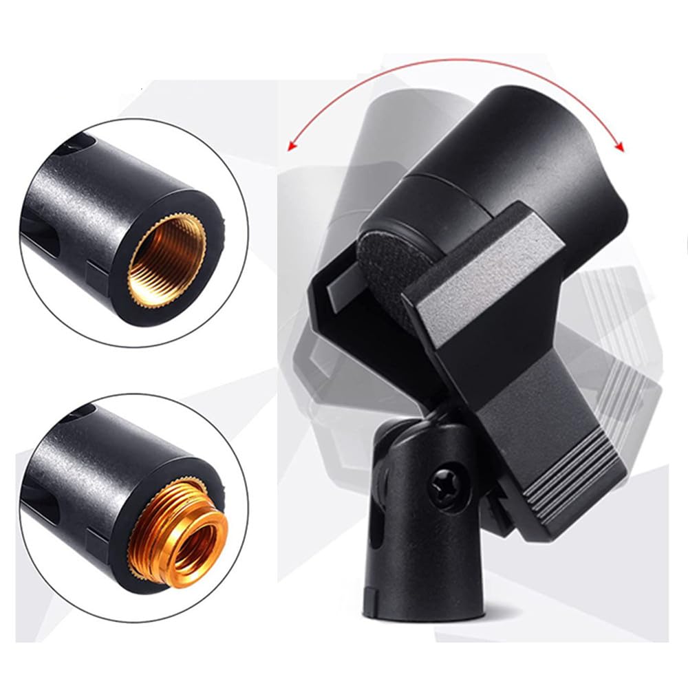 2 clips de microphone réglables avec adaptateur à vis mâle vers femelle de 5/8" vers 3/8" femelle pour un maintien sûr