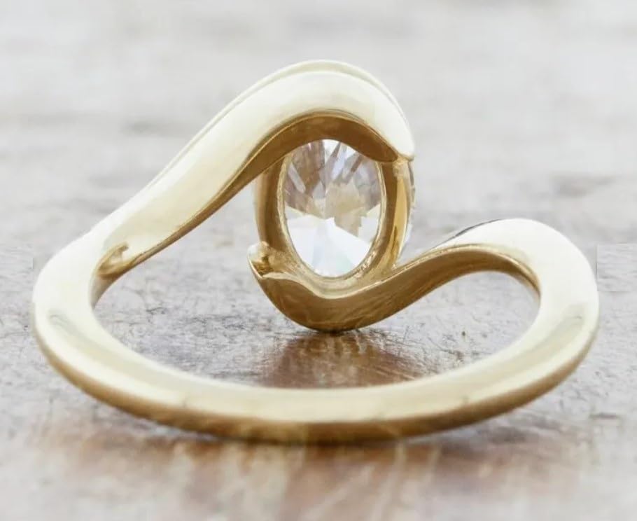 3 Ct Oval Diamond Ring Yellow Gold Plated Ring Solitaire Wedding Ring for Women, Gifted Ring For Her,size 3-12.3