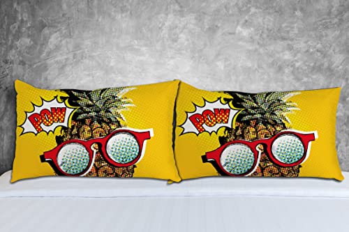 Xollar Throw Pillow Covers Twin Size 16 X 24 In Set Of 2, Pop Art Pineapple Bed Pillowcase Pillow Sham Protector Cover For Couch Sofa Zipper Closure #TOP4