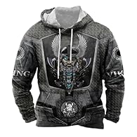 Comfortable for everyday wear, leisure, medieval events with casual design Classic hooded jacket with adjustable drawstrings, practical side pockets Detailed 3D medieval print gives unique historical character Can be combined with trousers trainers f...