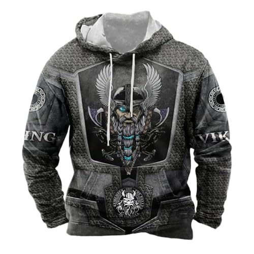 Generisch Medieval Retro Sweatshirt for Men with Casual Print for European Style, gray, M