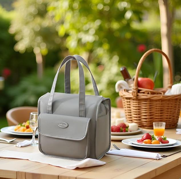 Miniatura 6 de Bolsa de almuerzo para mujeres y hombres, lonchera reutilizable aislada, bolsas de almacenamiento de alimentos para oficina o picnic, viajes, al
