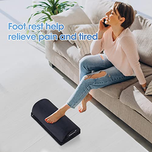 Foot Rest For Under Desk At Work, Double Layer Adjustable Foot Rest For Office, Work, Gaming, Car, Home Office, Ergonomic Memory Foam Foot Stool For All Day Support, Back & Hip Pain Relief (Black) #TOP6