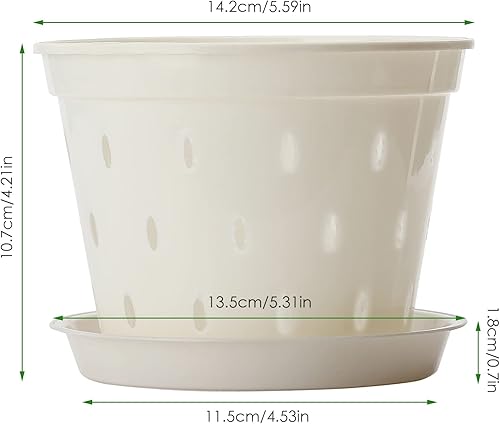 Miniatura 2 de BestAlice Paquete de 5 macetas de orquídeas, macetas de orquídeas de 5.6 pulgadas con agujeros y platillos, macetas de plástico transparente para