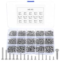 M2 M2,5 M3 Schrauben Set, 845 Stück selbstschneidende Schrauben, Rundkopf Holzschrauben Set, Blechschrauben Rundkopfschrauben Linsenkopfschrauben, Kreuzschlitzschrauben für Kunststoff Holz Metal (845)