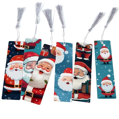 Marque-pages de Noël avec pompons : lot de 6 signets festifs pour tous les livres