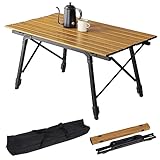 萩原 キャンプ テーブル 無段階 高さ調節 アウトドア 折りたたみ 収納バッグ 付き 幅100 木目調 LOT-4494