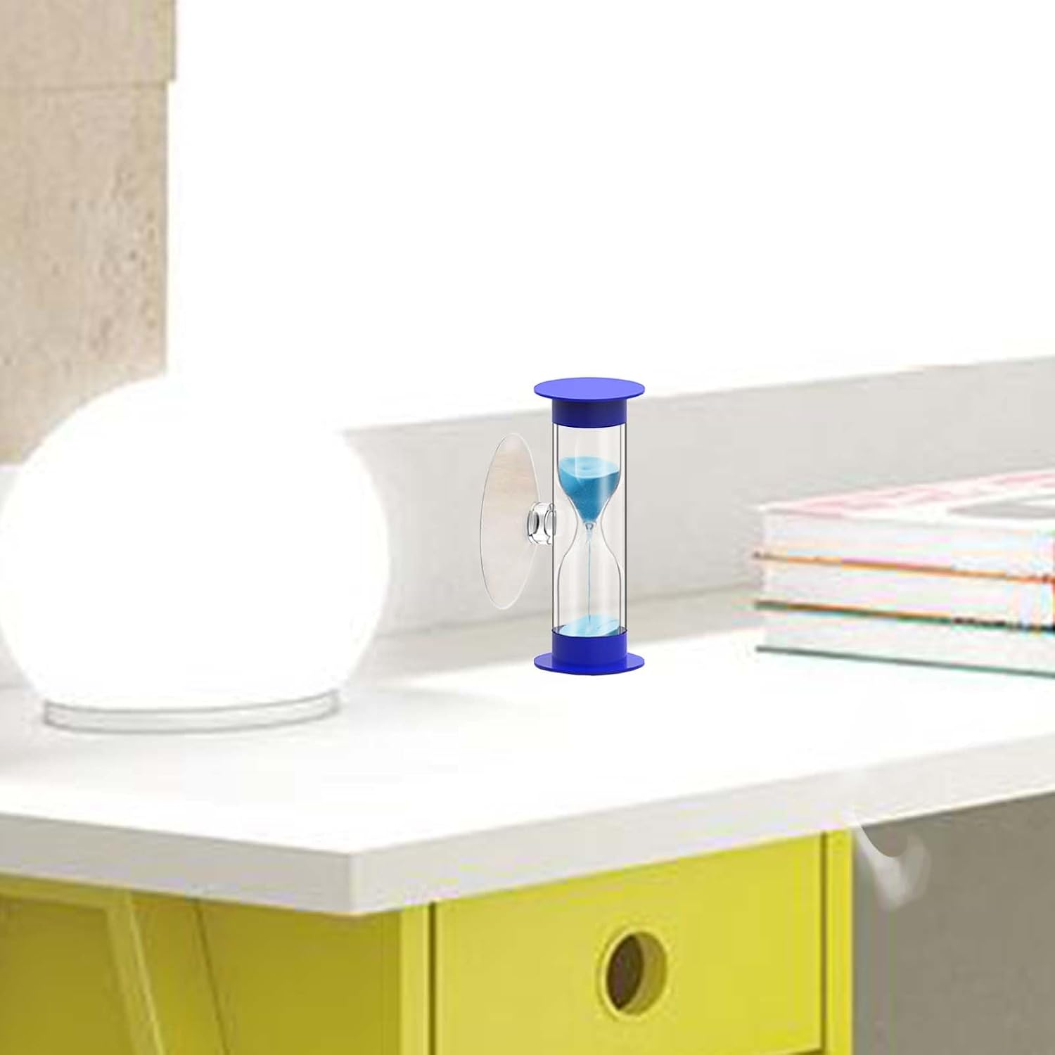 Hourglass Sand Timer 5 Minute with Suction Cup,Unbreakable Sand Watch 5 Min Sucker,Small Blue Sand Clock 5 Minute,Plastic Hour Glass Sandglass Timer for Kids,Games,Classroom,Toothbrush