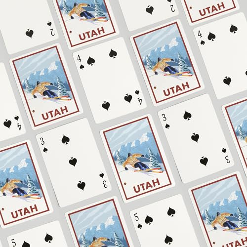 Lantern Press Naipes Póker Utah Downhill Snow Skier 52 cartas miniatura 4