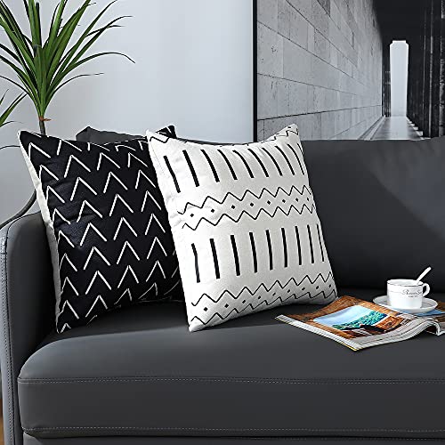 Homefeelzydys Cushion Covers,Cushion Covers 55 x 55 set of 4 Black Square Throw Pillow Case cushion covers 22x22 4Pack For Outdoor Patio Garden Blench Living Room Sofa Farmhouse Decor - Image 2