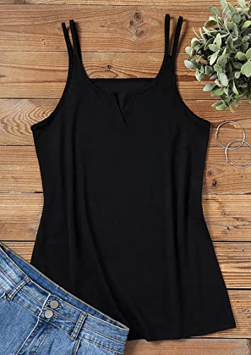 Notched Collar Camisole for Women Summer Sexy V Neck Sleeveless Shirt Top Casual Loose Tank Top Boho Holiday Vest4