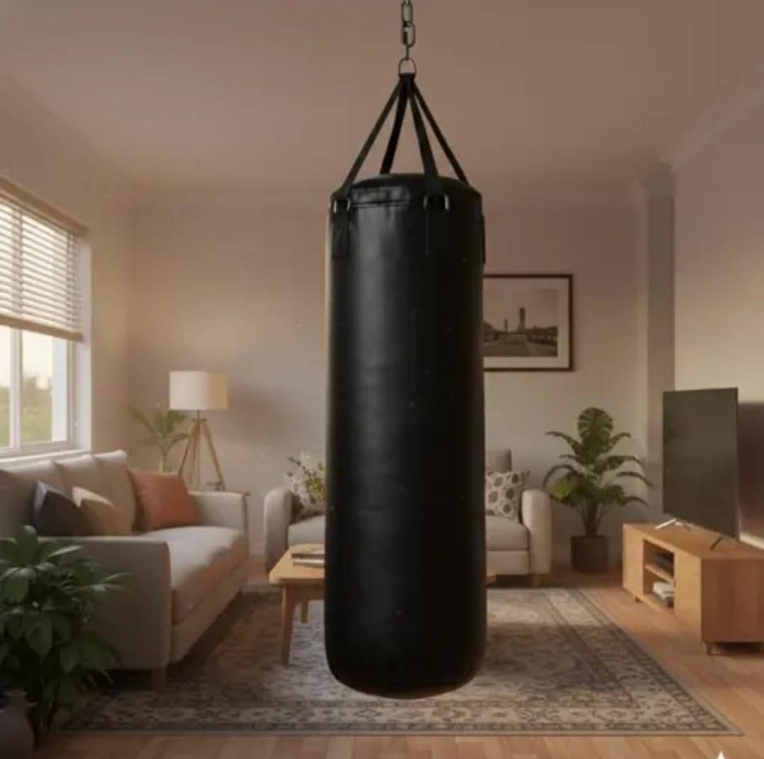 Unfilled Heavy Punching Bag | Premium PU Leather Boxing Bag (2ft) | Hanging Design, Black-image-41