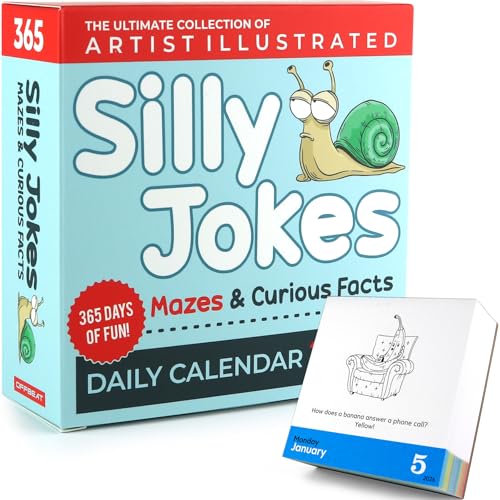 Silly Jokes Daily Desk Calendar 2026 - Unique Fun Gift For Kids and Adults - 365 Jokes & Curious Facts Educational Fun Stocking Stuffers Desk or Wall Calendar Boys & Girls Lunchbox notes
