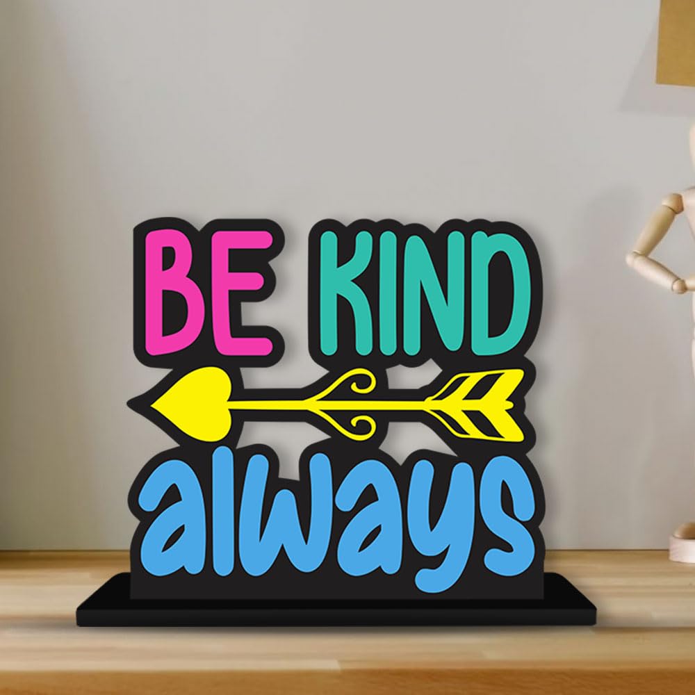 Artvibes Wooden Idols and Figurine Be Kind Always Quotes Table Decor for Office Desk Showpiece | Home Decoration | Living Room | Modern Gifting Item (SP_1171)