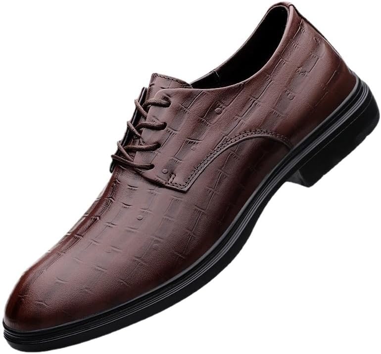 Oxford Shoes for Men Leather Fashion Lace Up Prom Wedding Non Slip Casual Shoe Casual Pointed Toe