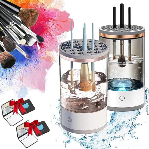 fencyatt Rinse Lily メイクブラシクリーナー、リンセリィメイクブラシクリーナー、電動メイクブラシクリーナー、マジックメイクブラシクリーナー、自動回転メイクブラシクリーナー、ユニバーサル(ブラック+ホワイト)