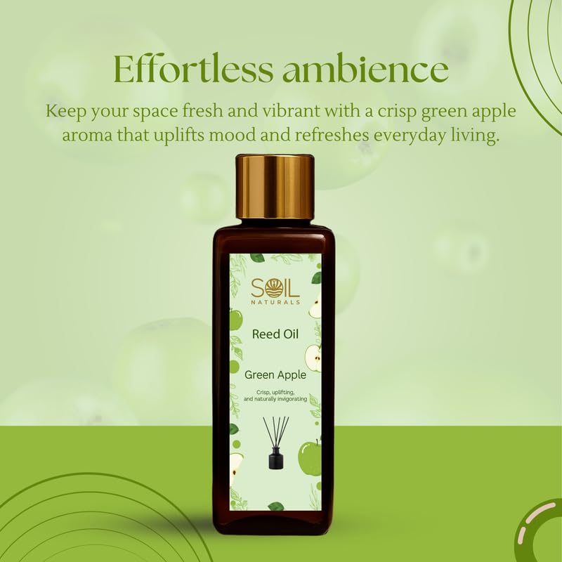 Image of Green Apple Reed Diffuser Oil 100 ml | Pure Natural & Undiluted Essential Aroma Oil | Long-Lasting Fragrance for Home, Office, Spa Reed Tealight Diffusers | ISO & GMP Certified