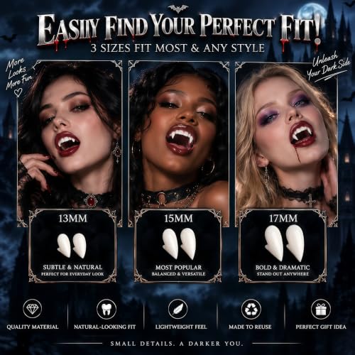 VOVEA Vampire Teeth Fangs, Easy Fit Vampire Fangs Halloween Cosplay Costume - image 3
