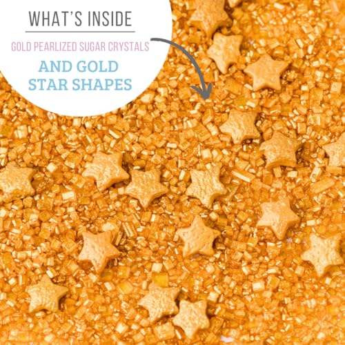 Image of Sweets Indeed Sprinkles, Edible Sprinkle Sugar Mix, Perfect for Cake Decorations, Baking, Ice Cream, Cookies, Cupcake Topper, 5 ounces (Golden Galaxy)
