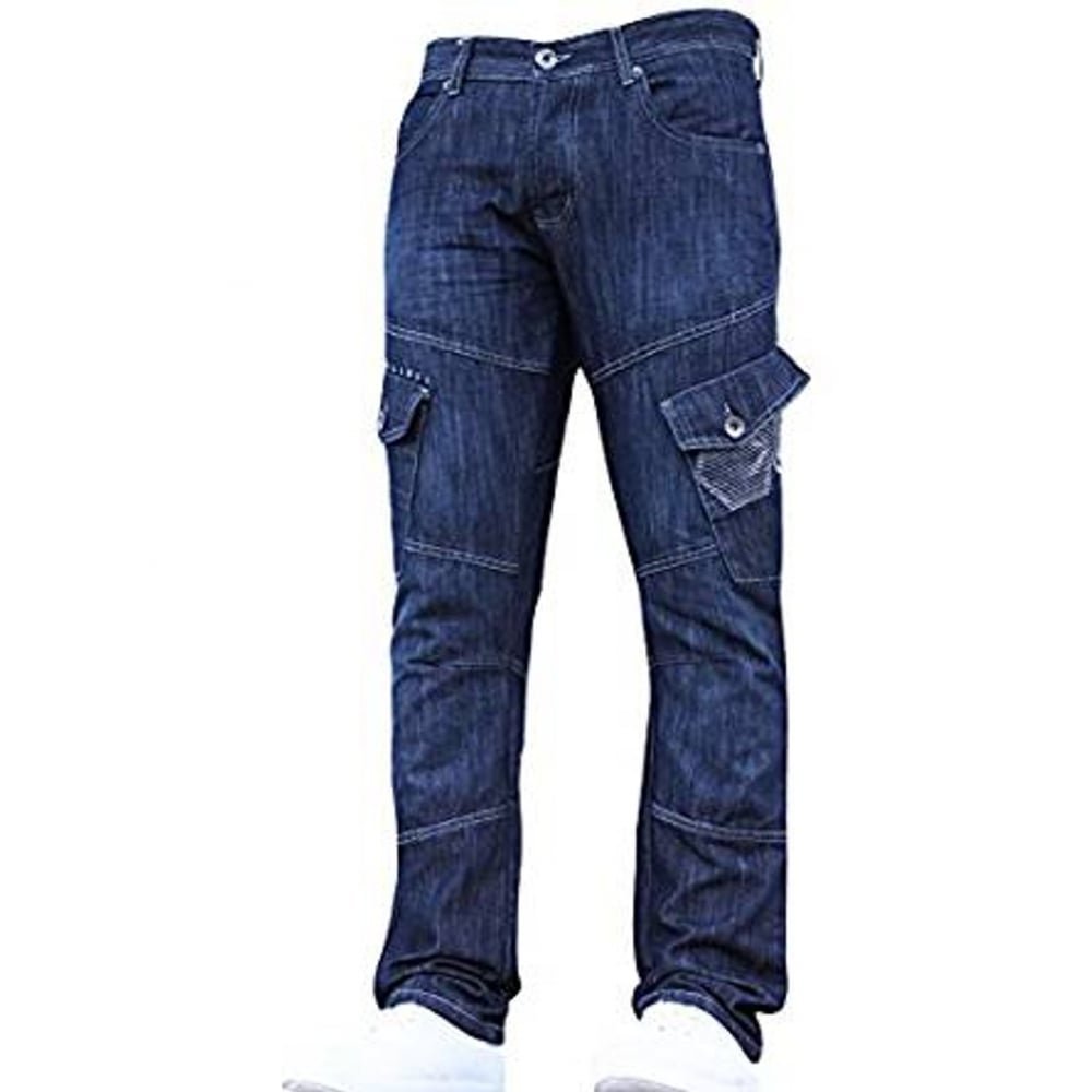 Crosshatch Men's Cargo Straight Straight Jeans, Blue (Stonewash Cs), W36/L34 (Manufacturer Size: W36)