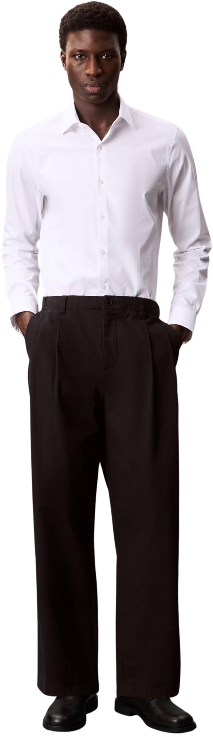 Calvin Klein Camicia da Uomo Slim ESNTL Poplin NOS STR SLD, Bianco (Bianco), L
