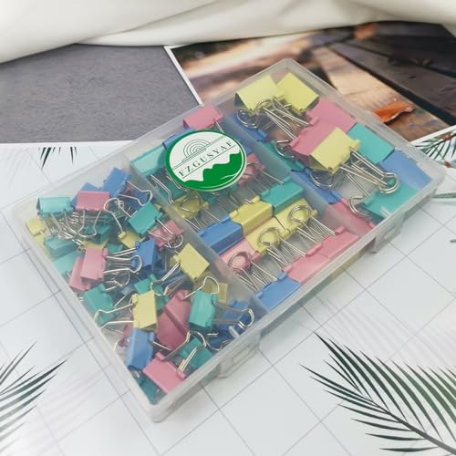FZGUSYAF 85 Piezas Clips Plegables 15MM 19MM 25MM Colores Surtidos Pinzas para Papel - imagen 7