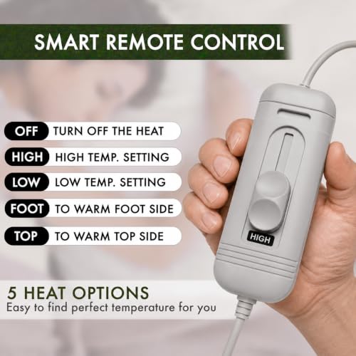 Image of Superior ISO Certified & ZED Certified Electric Under Blanket |Bed Warmer with Multiple Heat Controls (Body, Foot, High, Low)| Shock Proof | Single Bed Size (150cmx80cm) | 10 Year Warranty