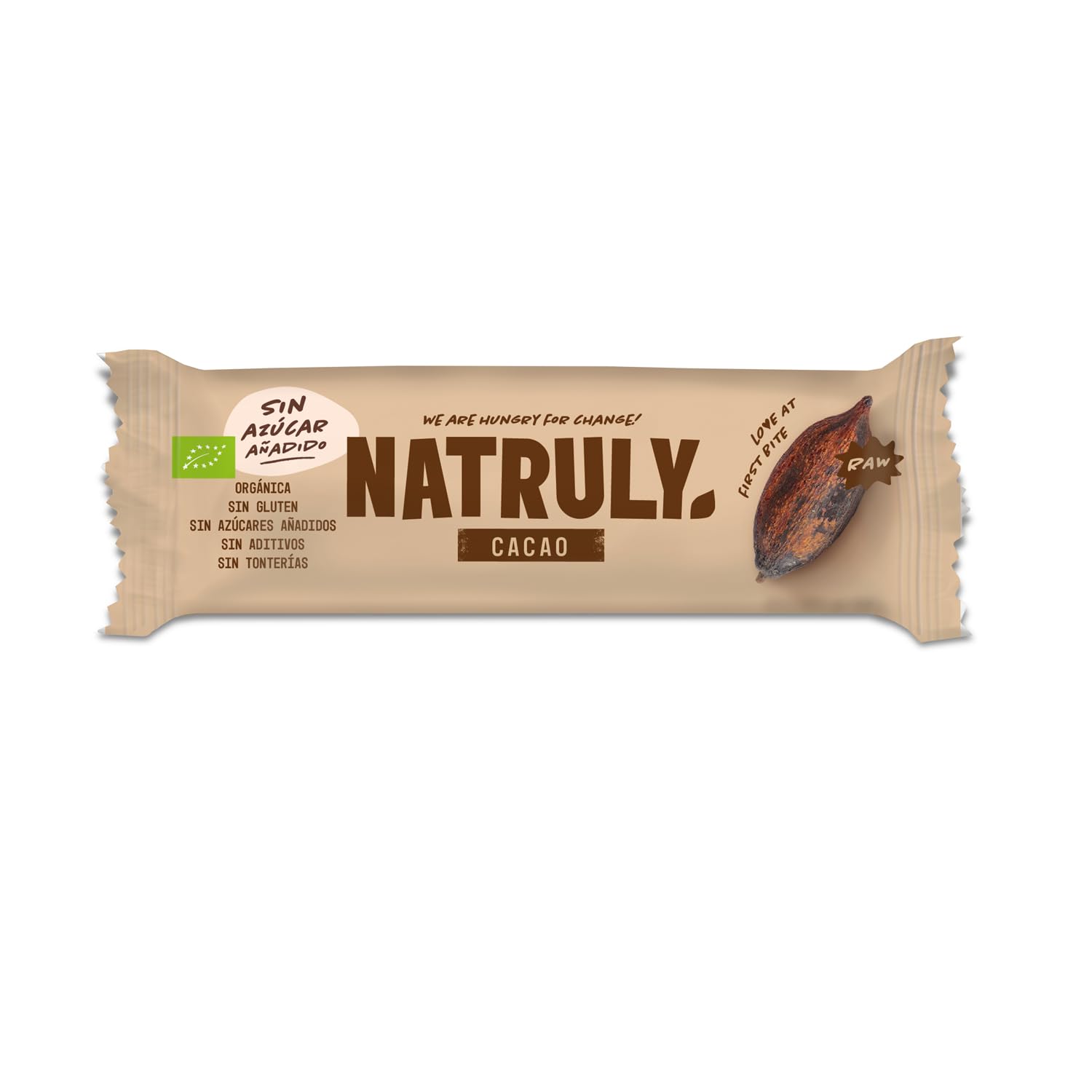 NATRULY Barritas Energéticas BIO Cacao Sin Azúcar Añadido, 100% Natural y Orgánicas, Sin Gluten, Vegana -Pack 24x40g