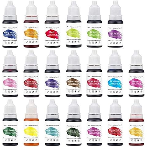 Bath Bomb Soap Dye 20 Colours - (10ml/Bottle,Total 200ml/7.04 oz) Food Grade Soap Colouring for Soap Making Supplies, Bath Bomb Colouring, Natural Water Based Dyes for Resin Pigment, Soaps, Slime Cover