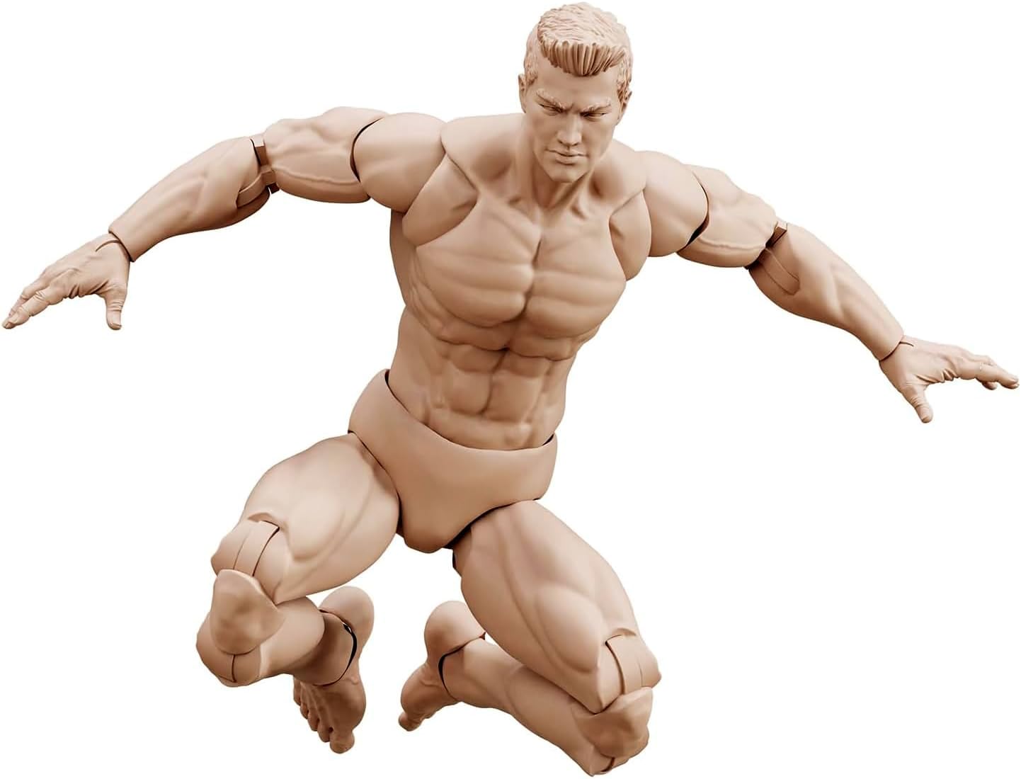 Epic H.A.C.K.S. Blanks Action Figures – Highly Articulated Collectible 1:12 Scale Figurine with Alternate Parts for Customization and Display Stand - Champagne Beige, Male