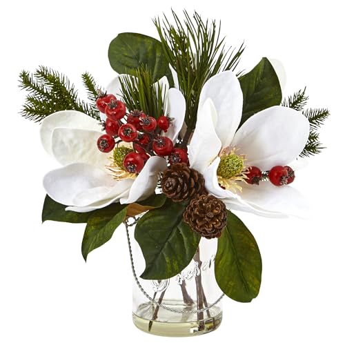 Nearly Natural Magnolia, Pine, and Berry Holiday...