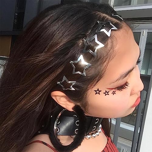 Gketn 12 Pcs 1.61 Inch Star Hair Clips Snap Hair Barrettes Non Slip Star Hair Accessories Women 2000S Y2K Silver Metal Hair Clips thumb #4